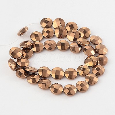 Electroplate Non-magnetic Synthetic Hematite Flat Round Bead Strands G-L368-05A-1