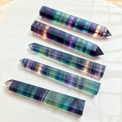 Natural Colorful Fluorite Pointed Prism Bar Home Display Decoration G-PW0007-098A-1