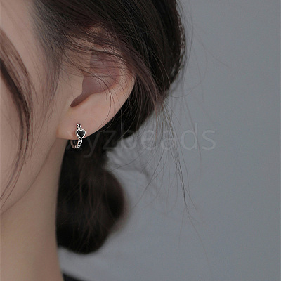 Heart Brass Enamel Hoop Earrings FS-WG22EC0-01-1