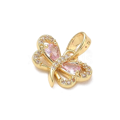 Brass Micro Pave Pink Cubic Zirconia Charms CU-CBA5CBE-06G-1