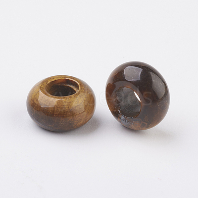 Natural Tiger Eye European Beads G-G740-14x8mm-10-1