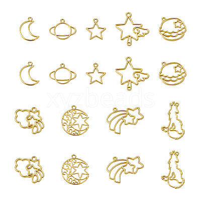 36Pcs 9 Styles Alloy Open Back Bezel Pendants FIND-CW0001-22-1