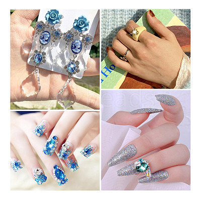 120Pcs 12 Colors Transparent Pointed Back Resin Rhinestone Cabochons KY-CW0001-01-1