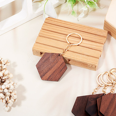 Walnut Wood Pendant Keychains KEYC-TAC0034-06C-1
