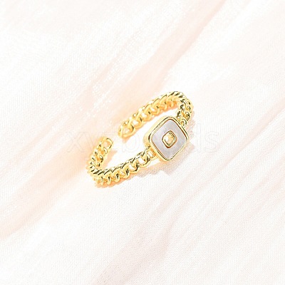 Brass Shell Open Cuff Rings for Women RJEW-K309-38G-1