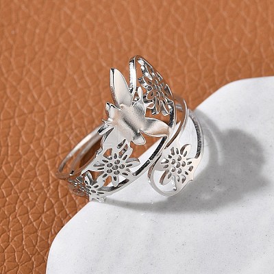 304 Stainless Steel Adjustable Cuff Rings RJEW-Z090-01P-1