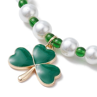 Alloy Enamel Clover Charm Bracelets BJEW-JB11217-1