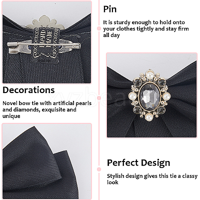 Bowknot Tie Polyester Rhinestone Brooches JEWB-WH20006-11-1