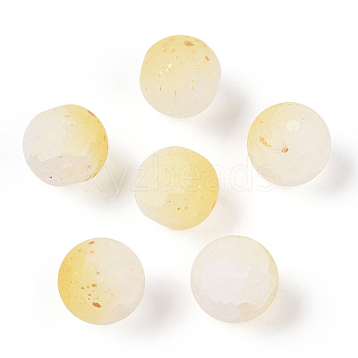 Frosted Baking Paint Crackle Glass Beads with Glitter Powder DGLA-T004-8mm-01I-1