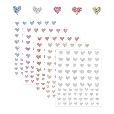 5 Sheets 5 Colors Sparkle PET Nail Art Stickers MRMJ-GA0001-14-1