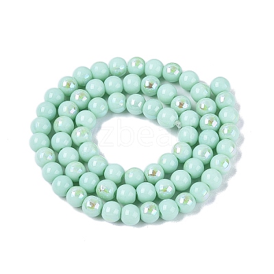 Electroplate Opaque Glass Beads Strands EGLA-Q132-6MM-01C-11-1