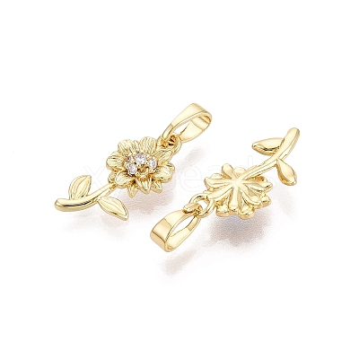 Brass Micro Pave Clear Cubic Zirconia Pendants KK-Q073-02G-1