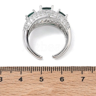 Brass Micro Pave Cubic Zirconia Cuff Open Rings for Women RJEW-L343-13P-04-1