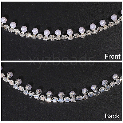 1 Yard Brass Crystal Rhinestone Cup Chain with Imitation Pearl OCOR-GL0001-08A-1