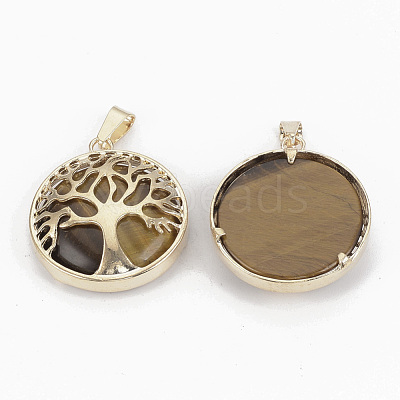 Natural Tiger Eye Pendants G-S292-10E-G-1