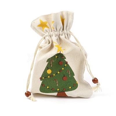 Christmas Theme Cotton Fabric Cloth Bag ABAG-H104-A01-1