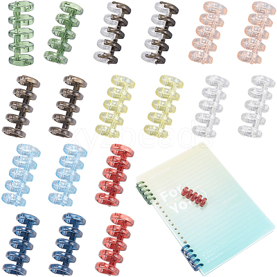 18Pcs 9 Colors 5-Ring Plastic Loose Leaf Book Binder Hinged Rings FIND-CP0002-34-1