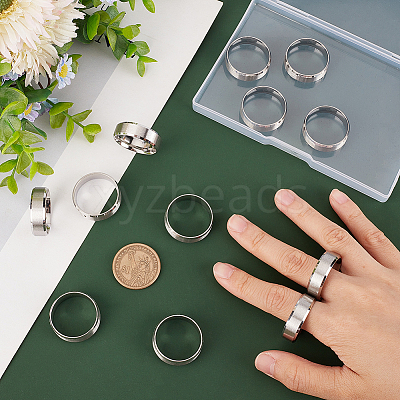 12Pcs 201 Stainless Steel Plain Band Ring for Men Women RJEW-UN0002-44C-1