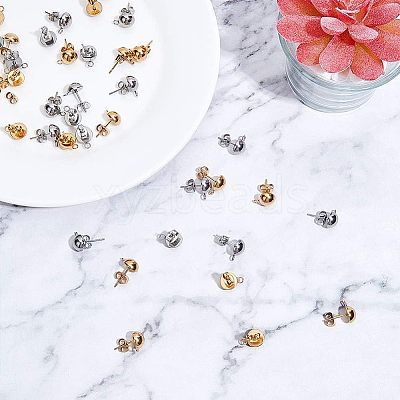 304 Stainless Steel Stud Earring Findings STAS-UN0001-46-1