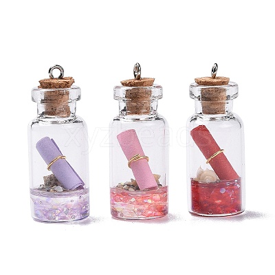 Glass Wishing Bottle Pendant Decorations X-GLAA-S181-02-1