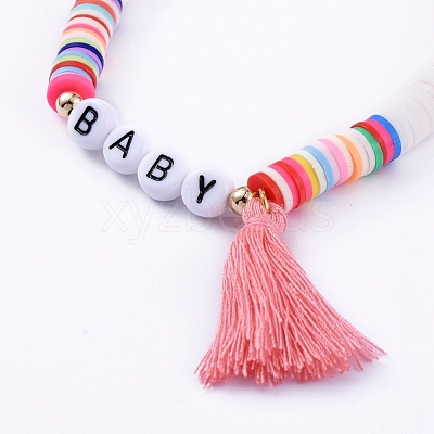 Handmade Polymer Clay Heishi Beads Stretch Bracelets BJEW-JB05086-1
