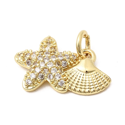Brass Pave Clear Cubic Zirconia Pendants LS-KK-G554-09A-G-1