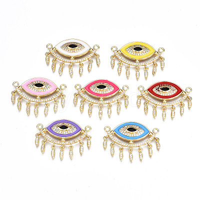 Brass Micro Pave Cubic Zirconia Links Connectors ZIRC-T014-043G-NF-1