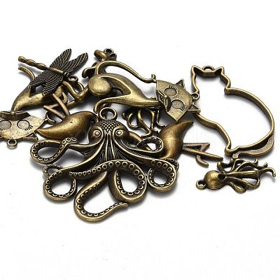 Tibetan Style Alloy Animal Pendants TIBEP-X0003-03-AB-1