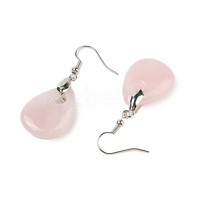 Natutal Rose Quartz Dangle Earrings EJEW-F343-A07-1