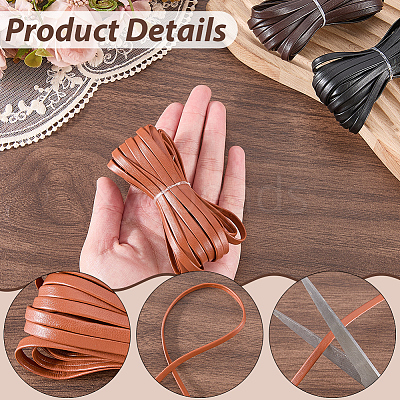 3Pcs 3 Colors Flat PU Leather Cord OCOR-CL0001-15A-1