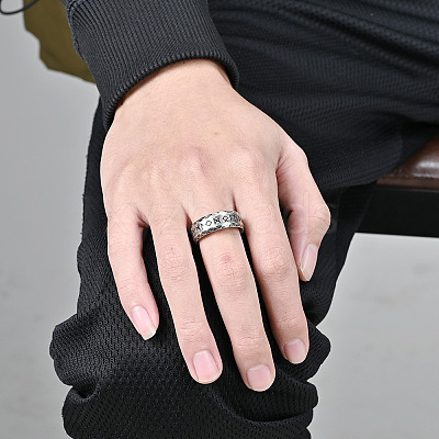 Viking Word Pattern 304 Stainless Steel Finger Rings for Men FS-WG08DAB-10-1