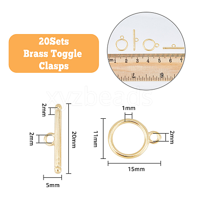 20 Sets Eco-friendly Brass Toggle Clasps KK-DC0002-29-1