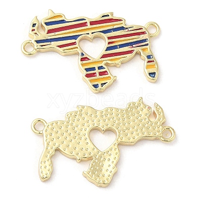 Rack Plating Brass Enamel Connector Charms KK-K332-33G-02-1