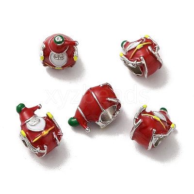 Christmas Theme Alloy Enamel European Beads PALLOY-D058-01P-04-1