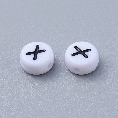 Acrylic Horizontal Hole Letter Beads X-PL37C9070-X-1