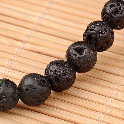 Natural Lava Rock Round Beaded Stretch Bracelets BJEW-JB02263-1