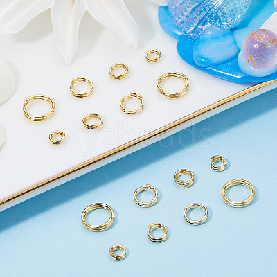 80Pcs 4 Styles Brass Split Rings KK-BBC0014-06-1
