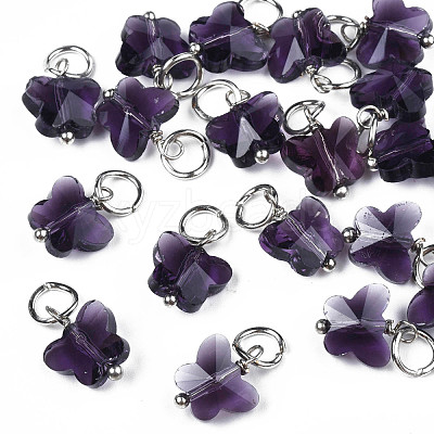 Faceted Transparent Glass Charms GLAA-T024-06A-1