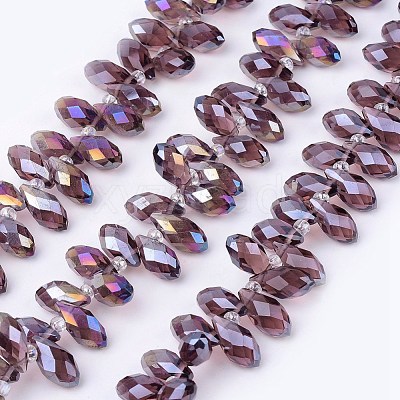Electroplate Glass Faceted Teardrop Beads Strands EGLA-D014-03-1