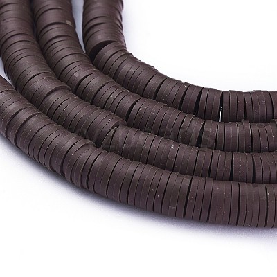 Flat Round Handmade Polymer Clay Bead Spacers X-CLAY-R067-4.0mm-38-1