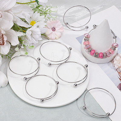 6Pcs Adjustable 304 Stainless Steel Wire Cuff Bangle Making MAK-BBC0001-24B-P-1