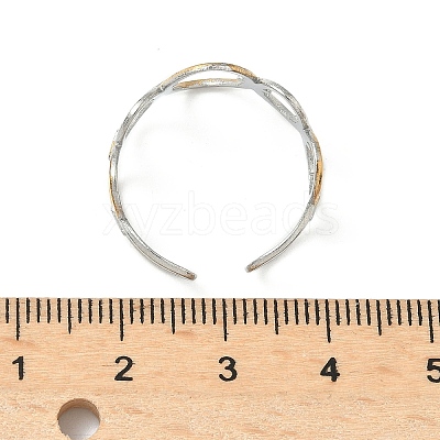 304 Stainless Steel Double Color Cuff Rings RJEW-S635-01GP-G-1