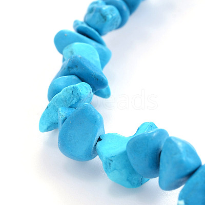 Chips Synthetic Turquoise Beaded Stretch Bracelets BJEW-JB01826-06-1