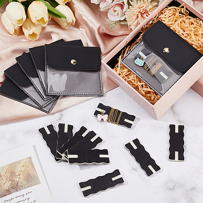 6Pcs Square PU Leather Jewelry Storage Bags with Iron Button ABAG-OC0001-18D-1