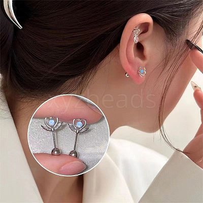 4 Pairs 4 Styles Brass Pave Cubic Zirconia Cartilage Earrings AJEW-BBC0002-50-1