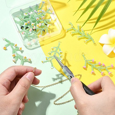 10 Colors Handmade Glass Seed Beaded Flower Pendants PALLOY-CJ00092-1