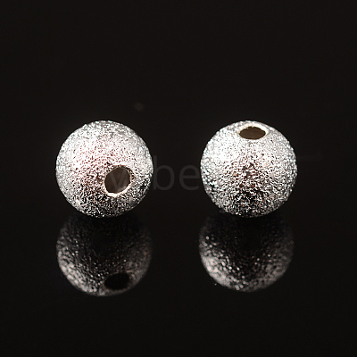 6mm Silver Color Plated Brass Textured Beads X-EC248-S-1