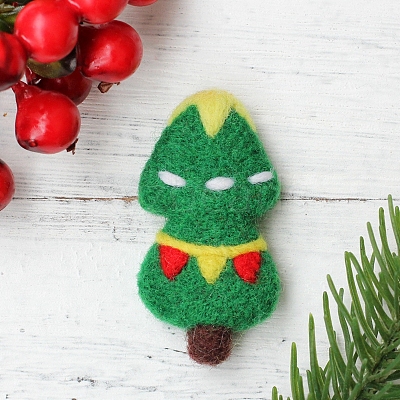 Christmas Tree Brooch Cactus Needle Felting Kit DIY-K055-05-1