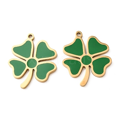304 Stainless Steel with Green Enamel Pendants SA-CBA061A-04G-1