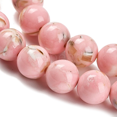 Assembled Synthetic Stone and Trochus Shell Beads Strands G-B128-08C-03-1